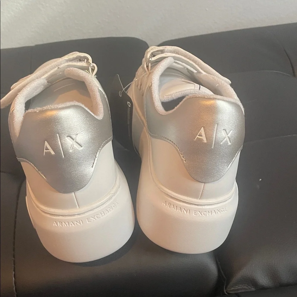 Armani Exchange White Women's Sneakers sz 7 - Picture 4 of 13